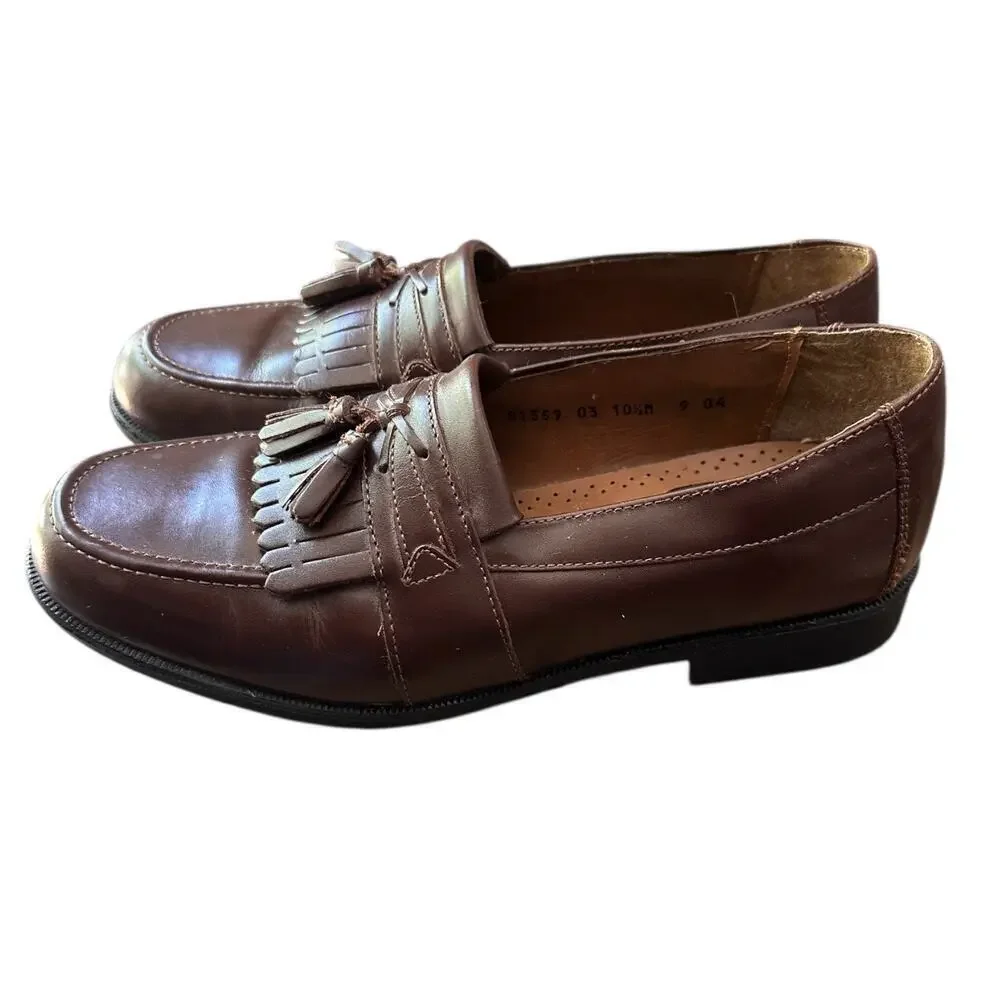 Nunn Bush Brown Leather Tassel Loafers Comfort Gel Men’s 10.5M